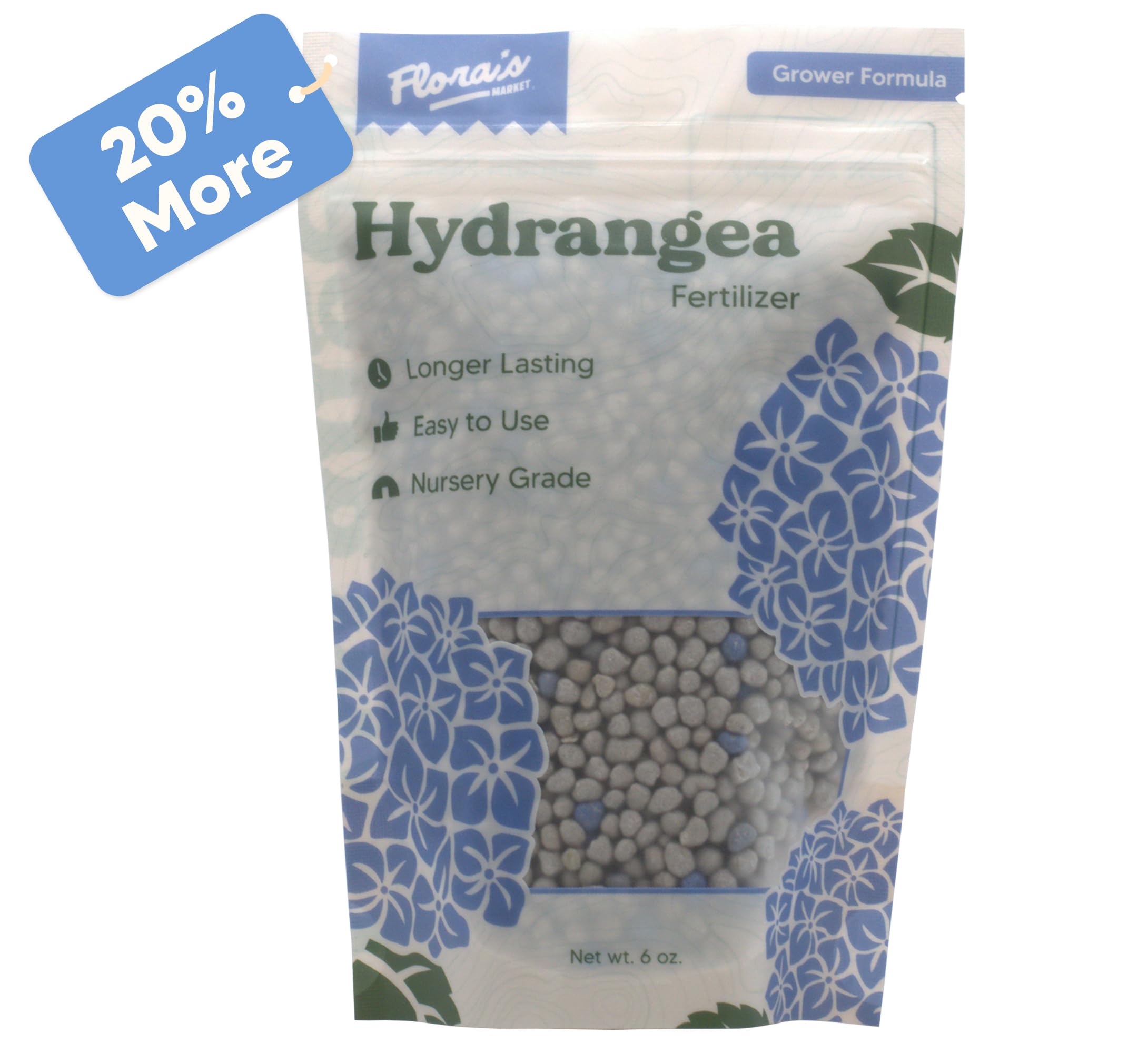 Flora's Market Hydrangea Fertilizer applied around the root zone for all-season feeding