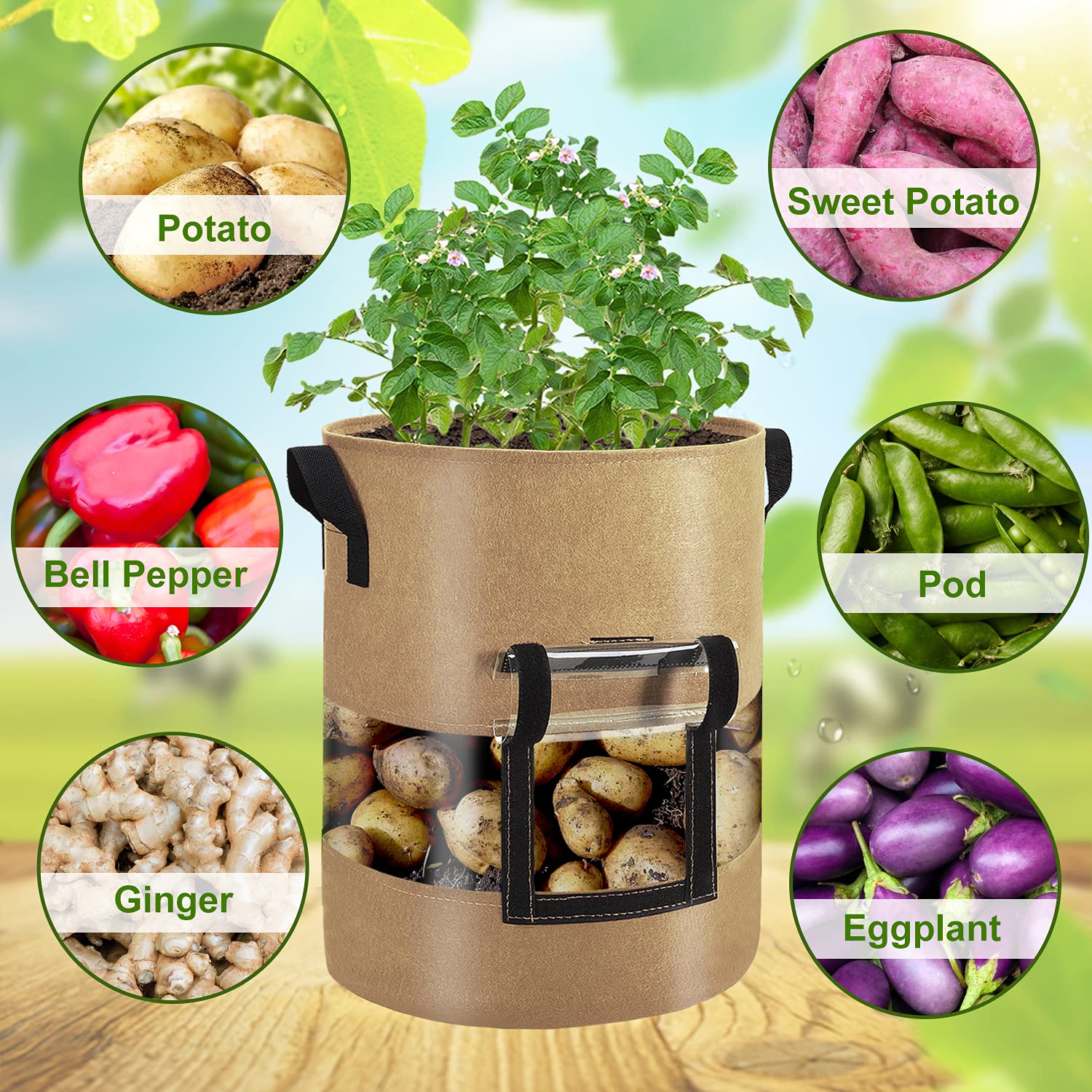 Florelf 10gal grow bag with flap enables quick root checks