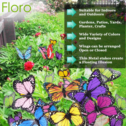 FLORO-friendly butterflies ideal for fairy gardens, centerpieces, classrooms, or gifting with color.