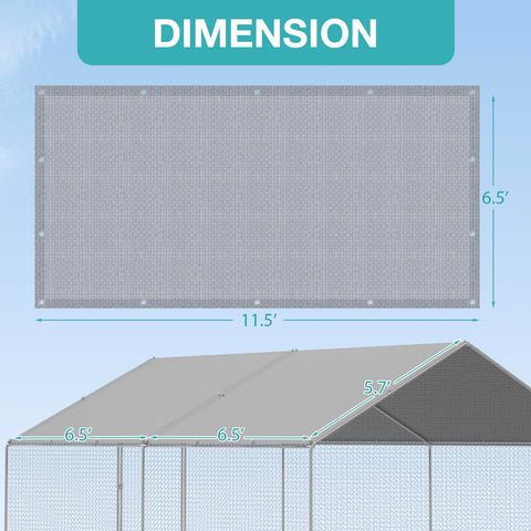 FLOUREE UV-shade coated tarp provides cooling shade for chickens.