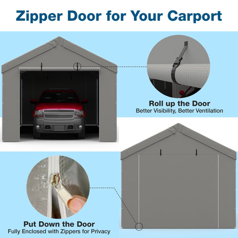 FLOUREE zipper door panel, installation with eyelets and elastic bungee balls.