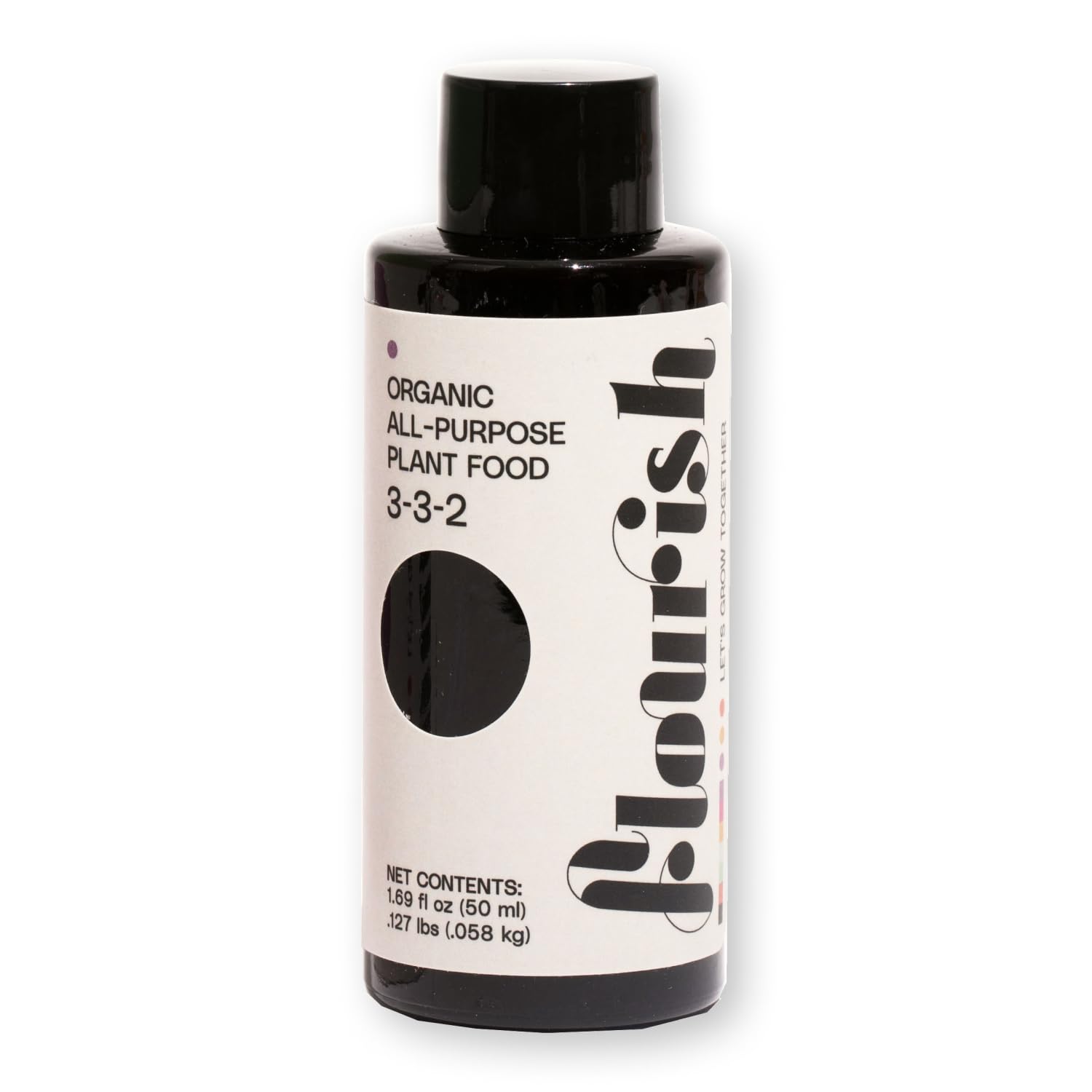 Flourish Plant Food bottle pour shows precise dosing for thriving indoor greenery.