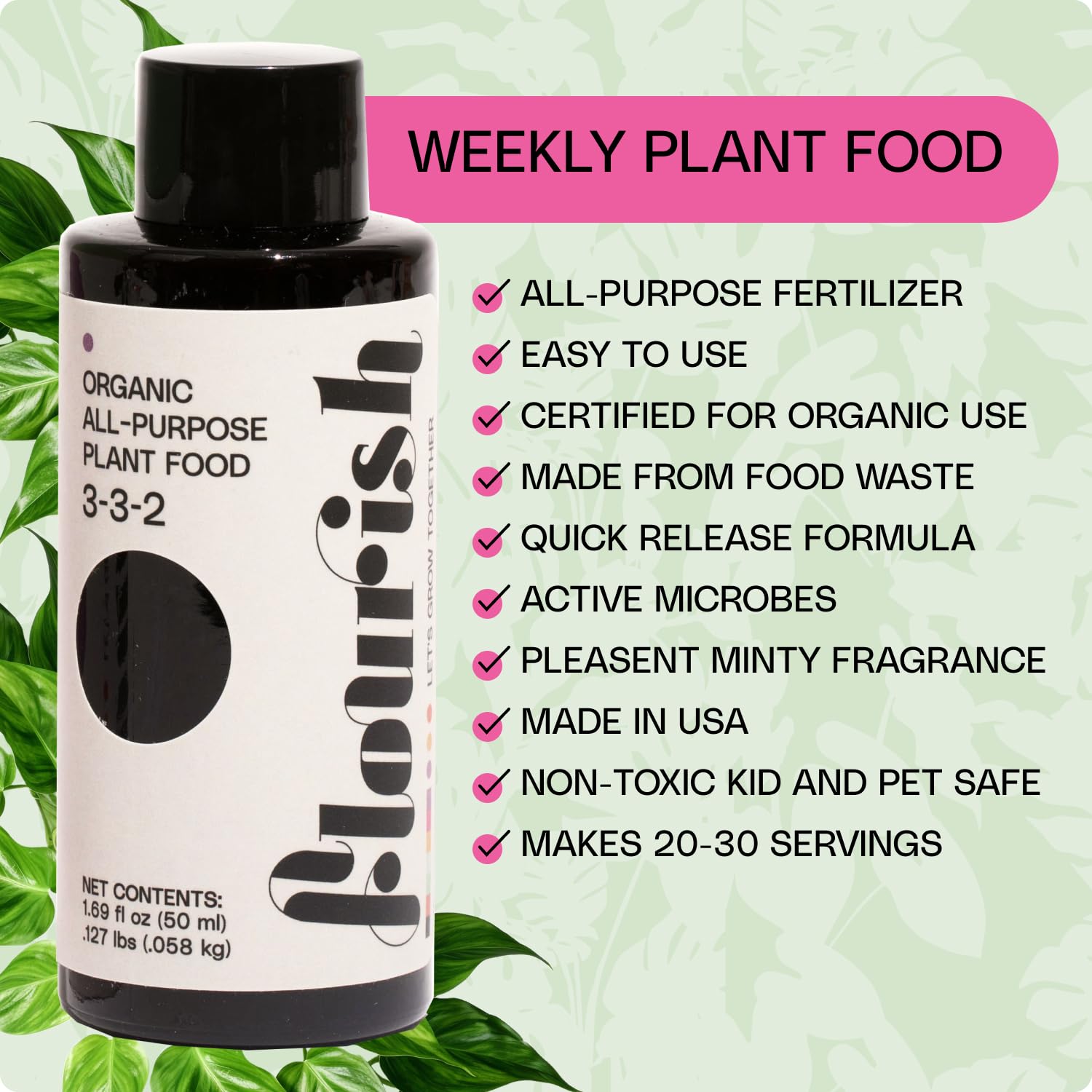 Flourish bottle-size-1-69oz shown for compact storage and regular use.