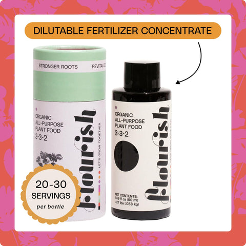 Flourish cap-dosed application demonstrates easy, measured feeding with 8 oz water.