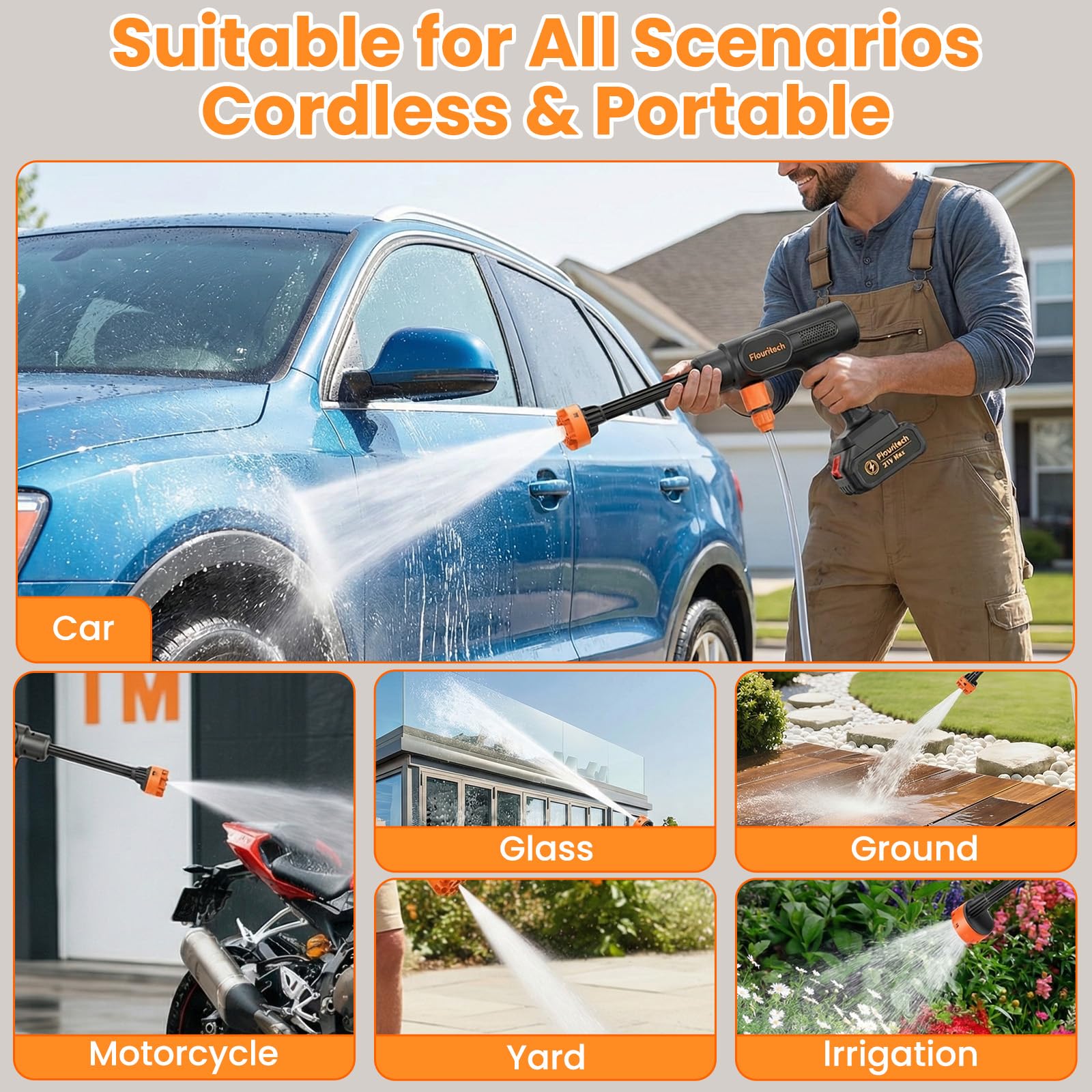 Flouritech in-action car wash demonstrates strong cleaning power.