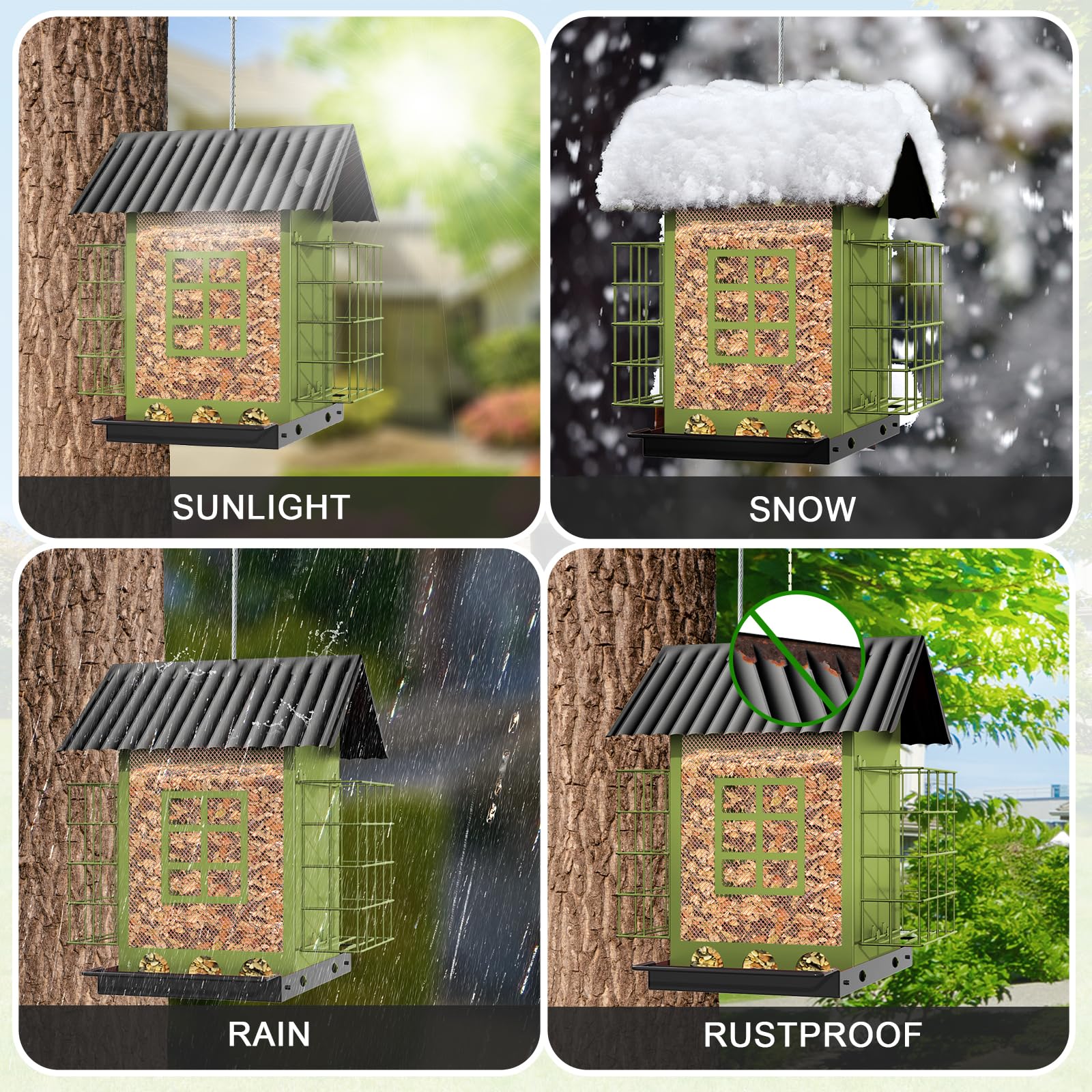 FlowaFoli large-capacity seed chamber keeps birds fed longer and reduces refills.