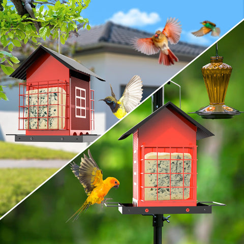 FlowaFoli bird feeder has a removable roof for easy filling.