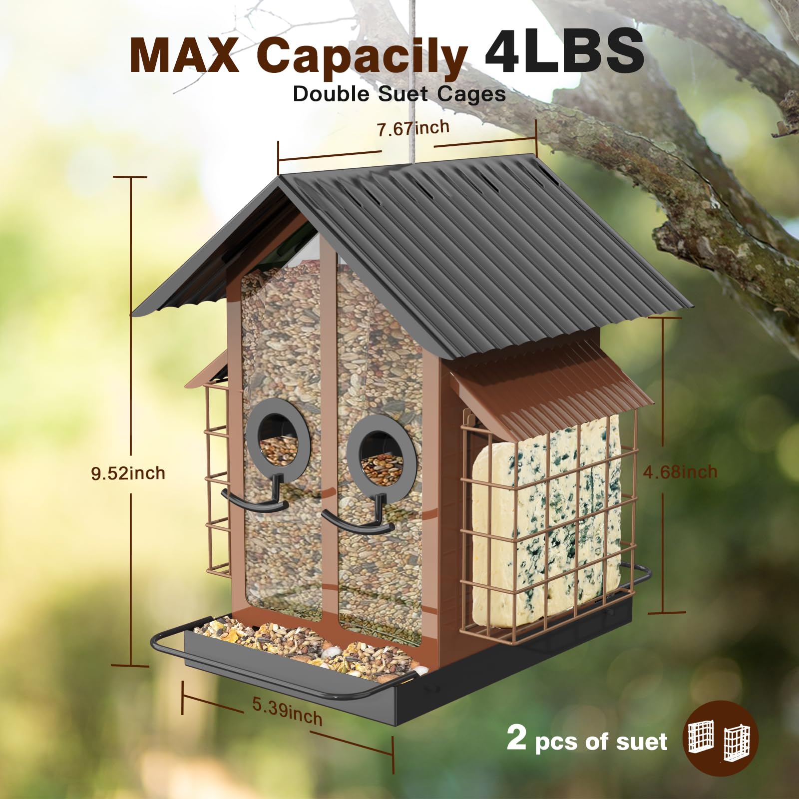 FlowaFoli outdoor hanging bird feeder enhances garden bird watching.