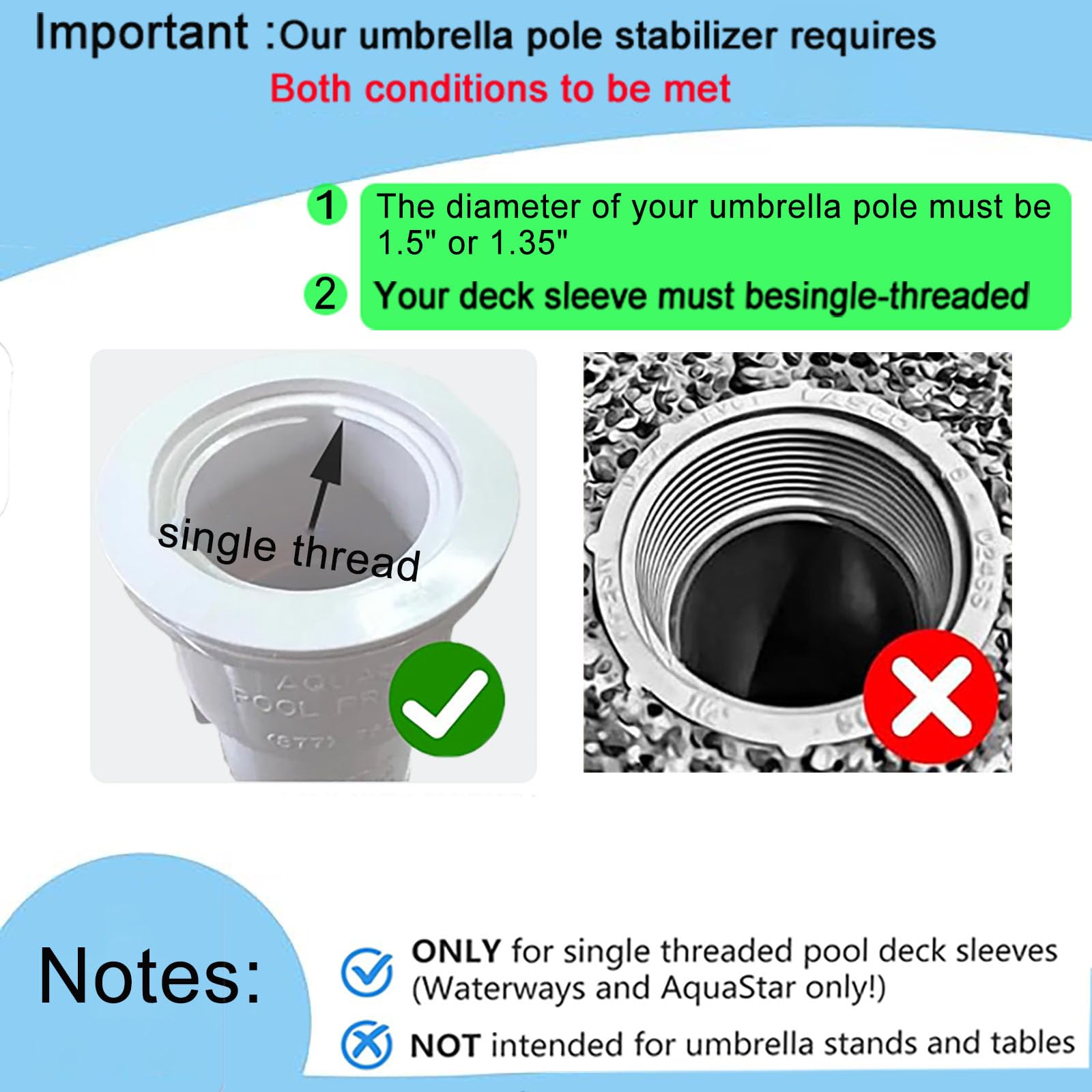 Flowerteen durable stabilizer reduces wobble on windy pool days