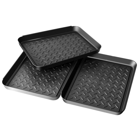 Flowerting boot mat tray in black for floor protection and organized entryway shoes.