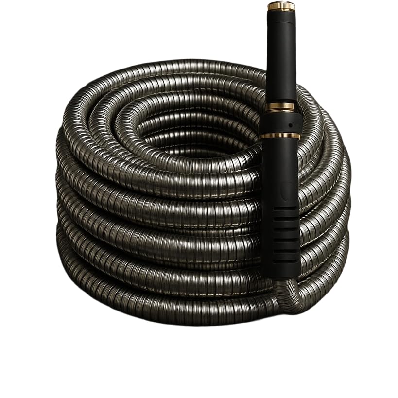 FlowMatte 100ft hose endures all seasons for year-round watering.