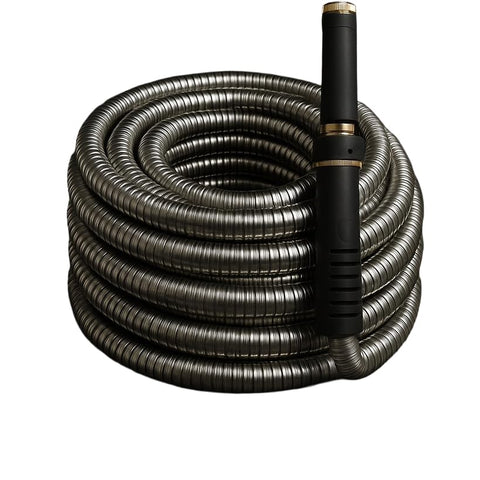 FlowMatte 100ft hose endures all seasons for year-round watering.