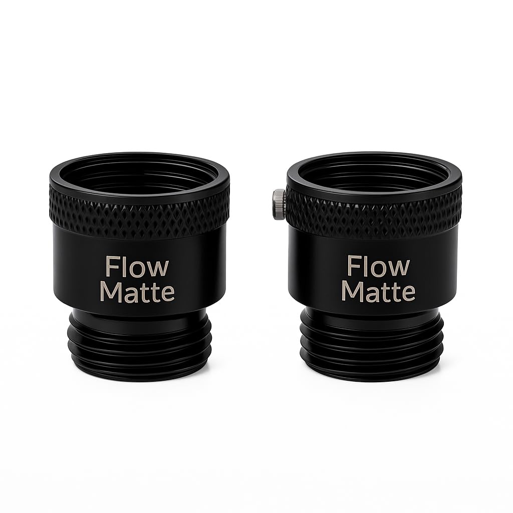 FlowMatte vacuum breaker backview in matte-black brass protects your water supply.