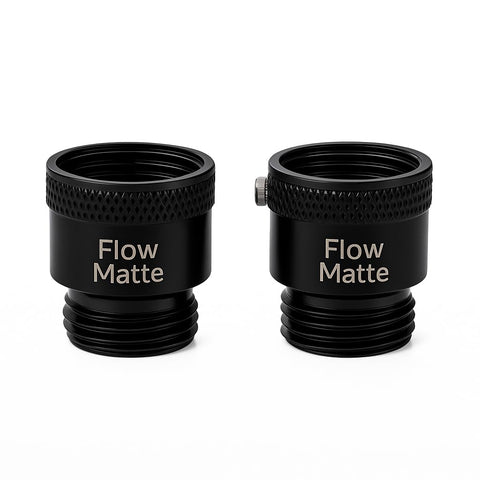 FlowMatte vacuum breaker backview in matte-black brass protects your water supply.