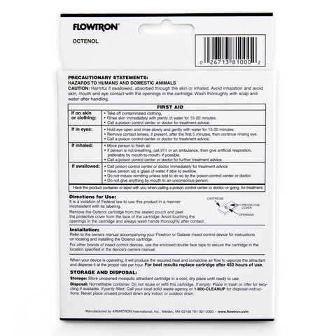 Flowtron BK-40 compatibility with MA-1000 octenol cartridge for outdoor attraction.