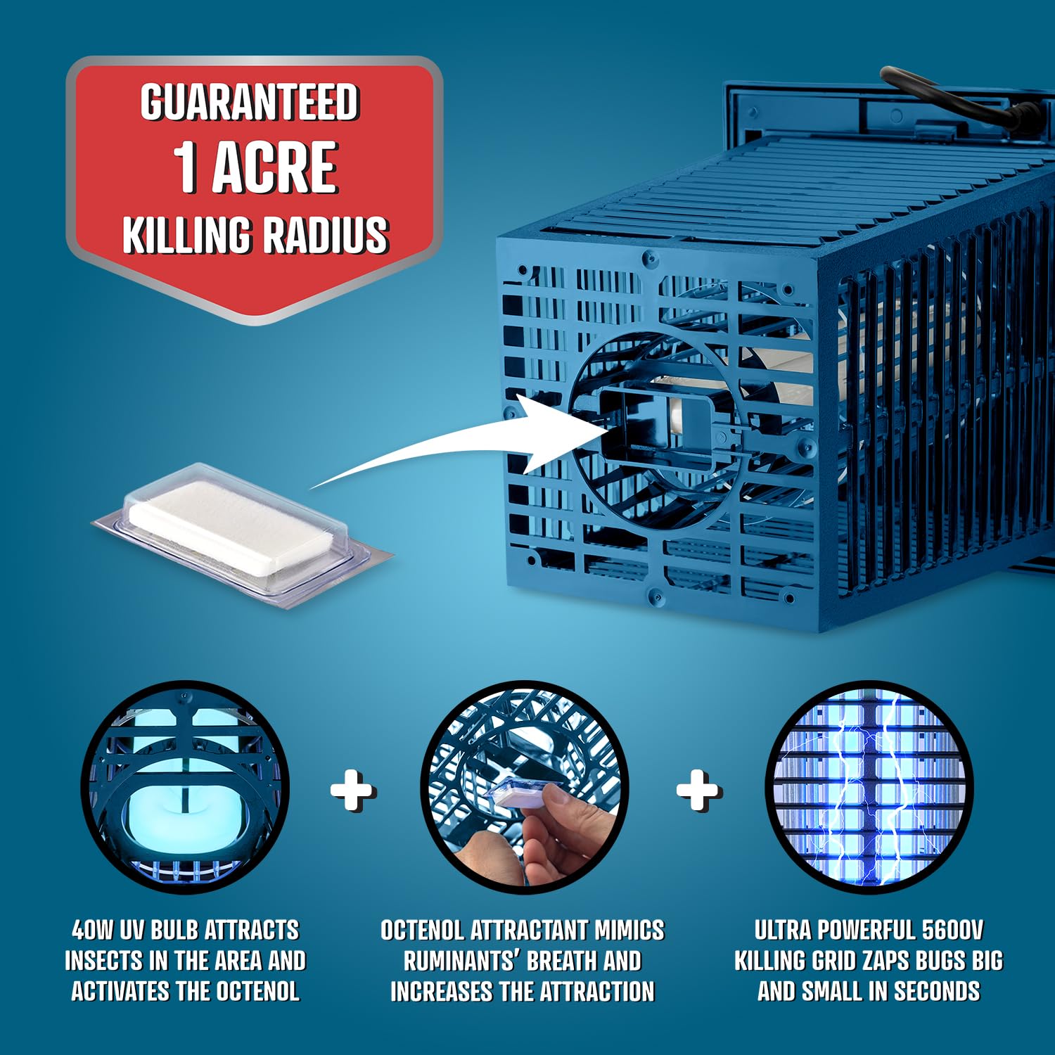 Flowtron 5600V grid delivering fast insect knockdown.