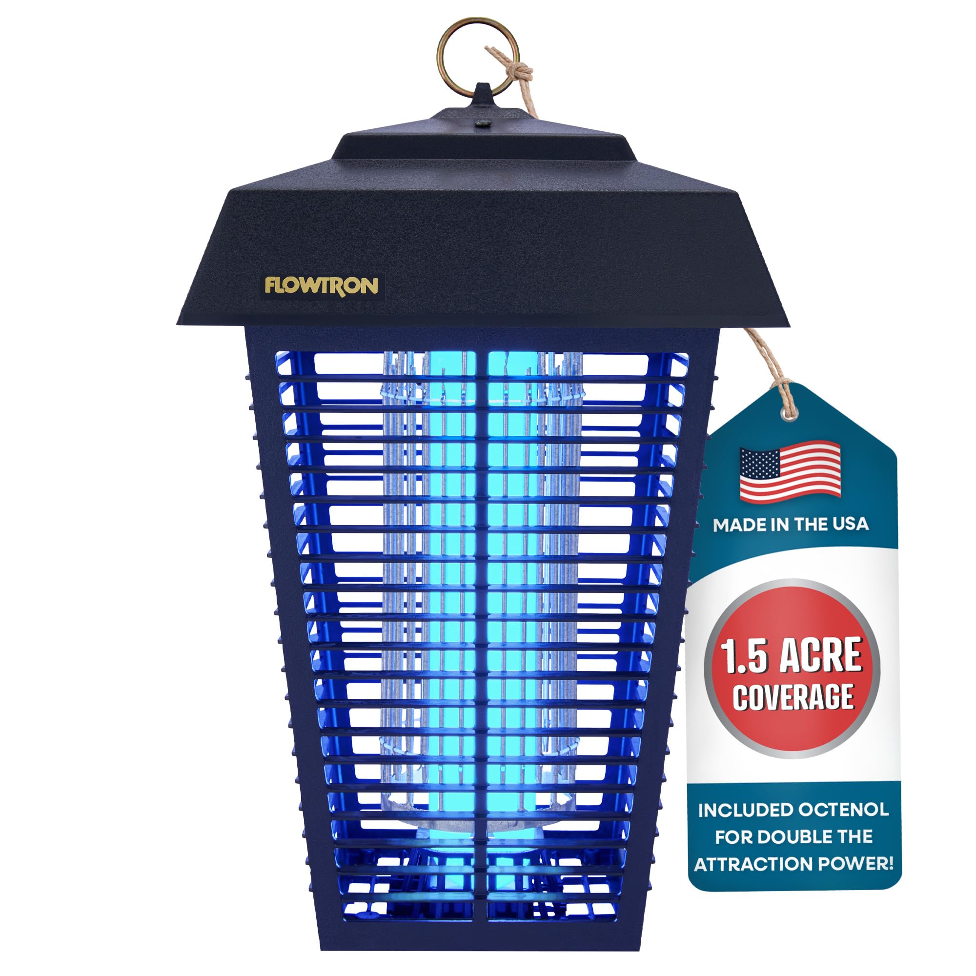 Flowtron Bug Zapper in backyard covering 1.5 acres for outdoor pest control