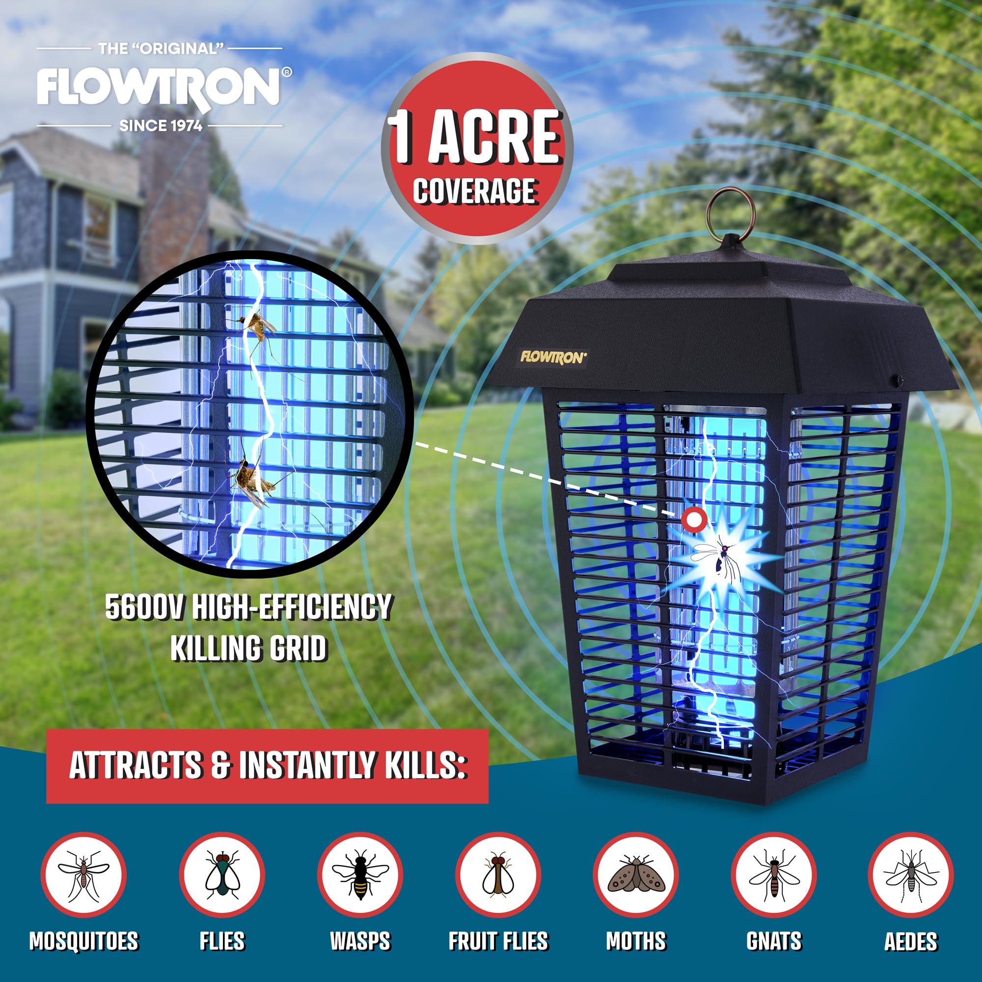 Flowtron two-in-one attraction draws more bugs for efficient control.