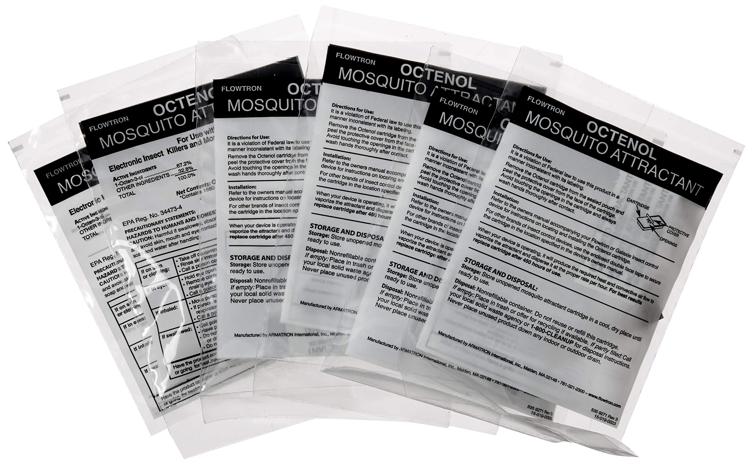 Flowtron Octenol cartridge closeup shows six-pack convenience for gatherings