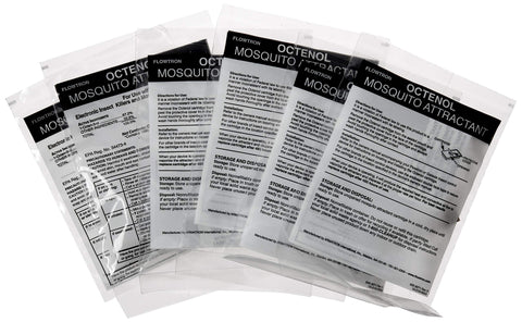 Flowtron Octenol cartridge closeup shows six-pack convenience for gatherings