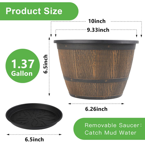 Flowyypo plastic plant pot with drainage holes and saucer for clean surfaces.