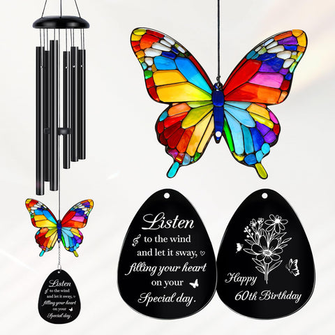 Flpoxzd 60th birthday wind chime sun catcher shimmering in sunlight for outdoor charm
