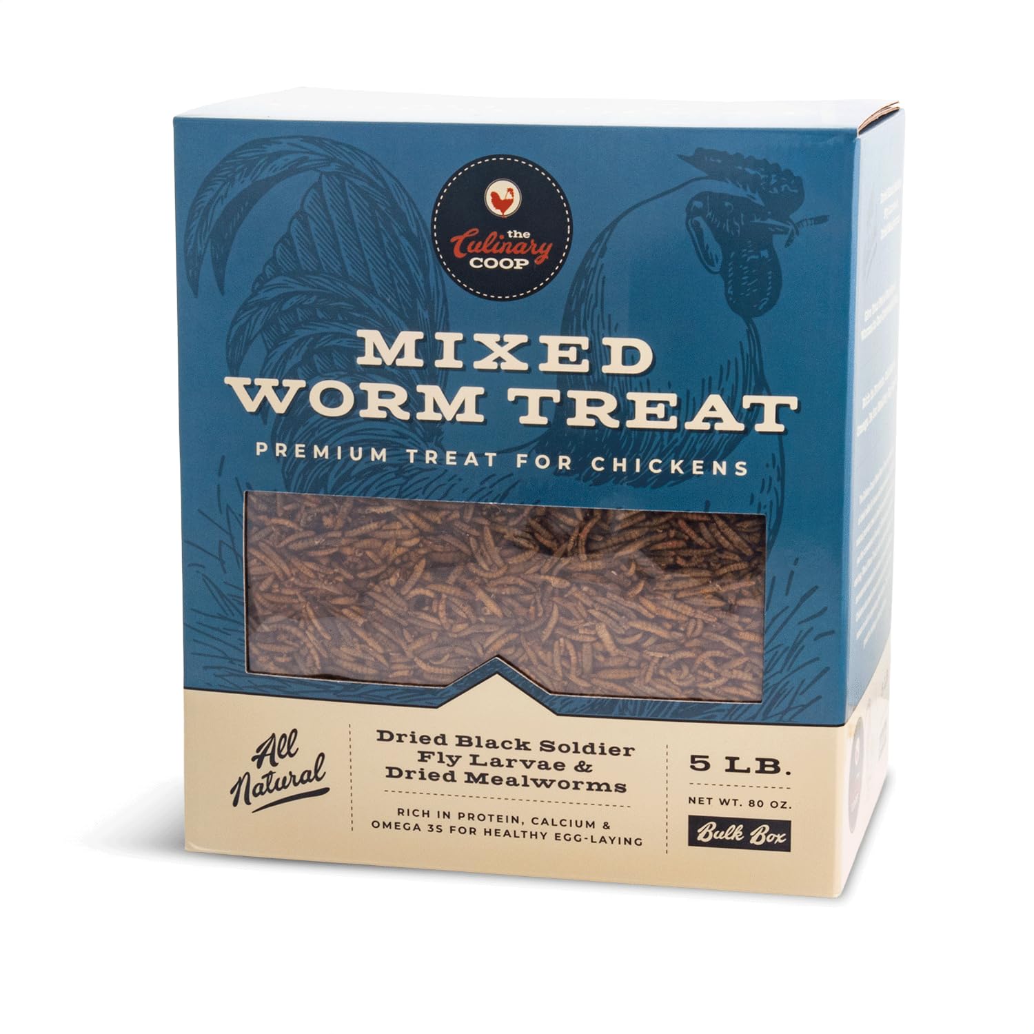 Fluker's Culinary Coop bulk dried mealworms in a bag for high-protein poultry feed