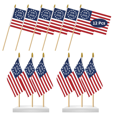 FLUUZE 250th Anniversary USA flag on stick for vibrant parade displays