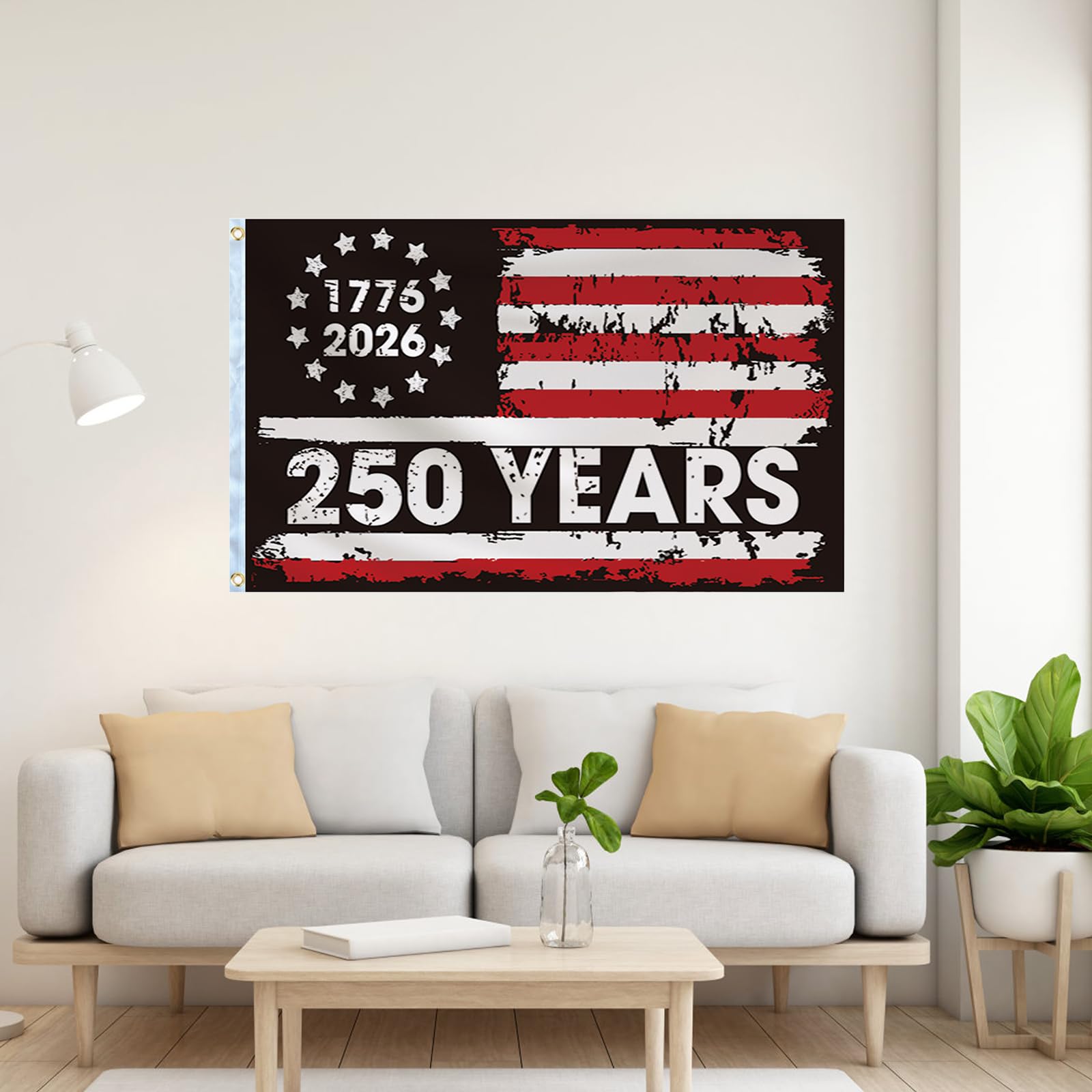 Fluuze American 250th anniversary flag grommets closeup for easy mounting.