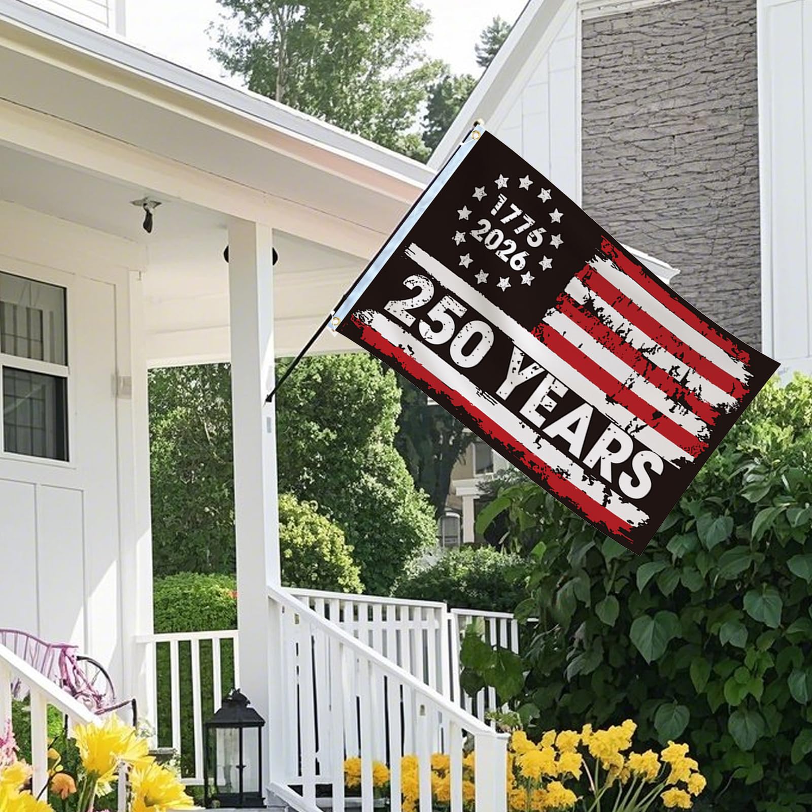 Fluuze American 250th anniversary flag on a flagpole outdoors for steady display.