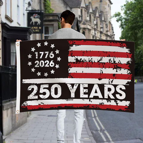 Fluuze American 250th anniversary flag pattern close-up highlighting vivid print.