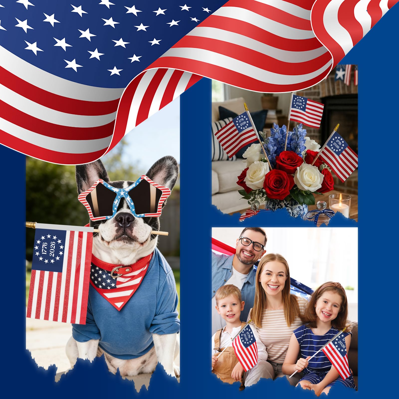 FLUUZE fade-resistant polyester flags designed for outdoor Independence Day decor
