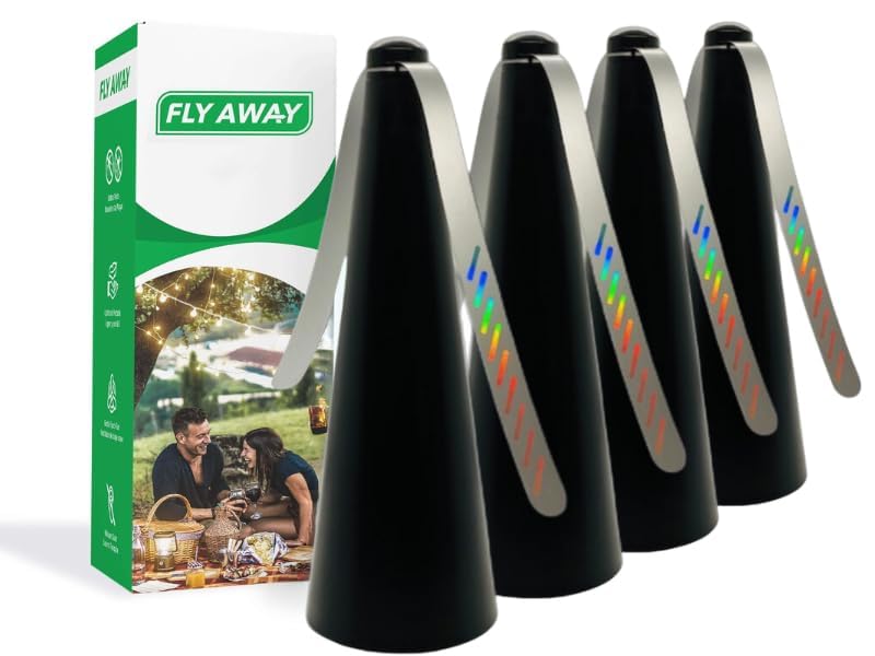 Fly Away 4-pack table-top fan repels flies for outdoor dining