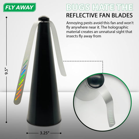 Fly Away includes DC adapter for continuous use inside or outside