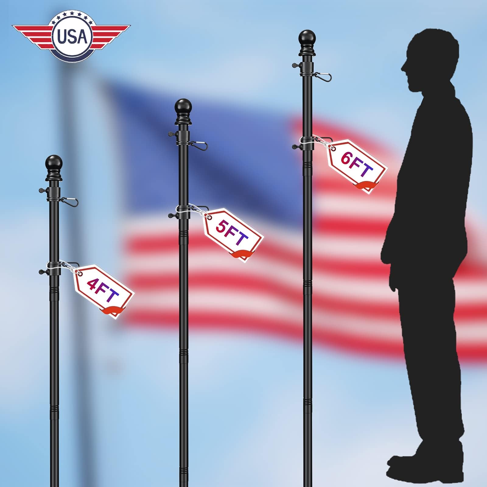 Fly Hawk flag pole featuring 360-degree anti-wrap rings for smooth movement.