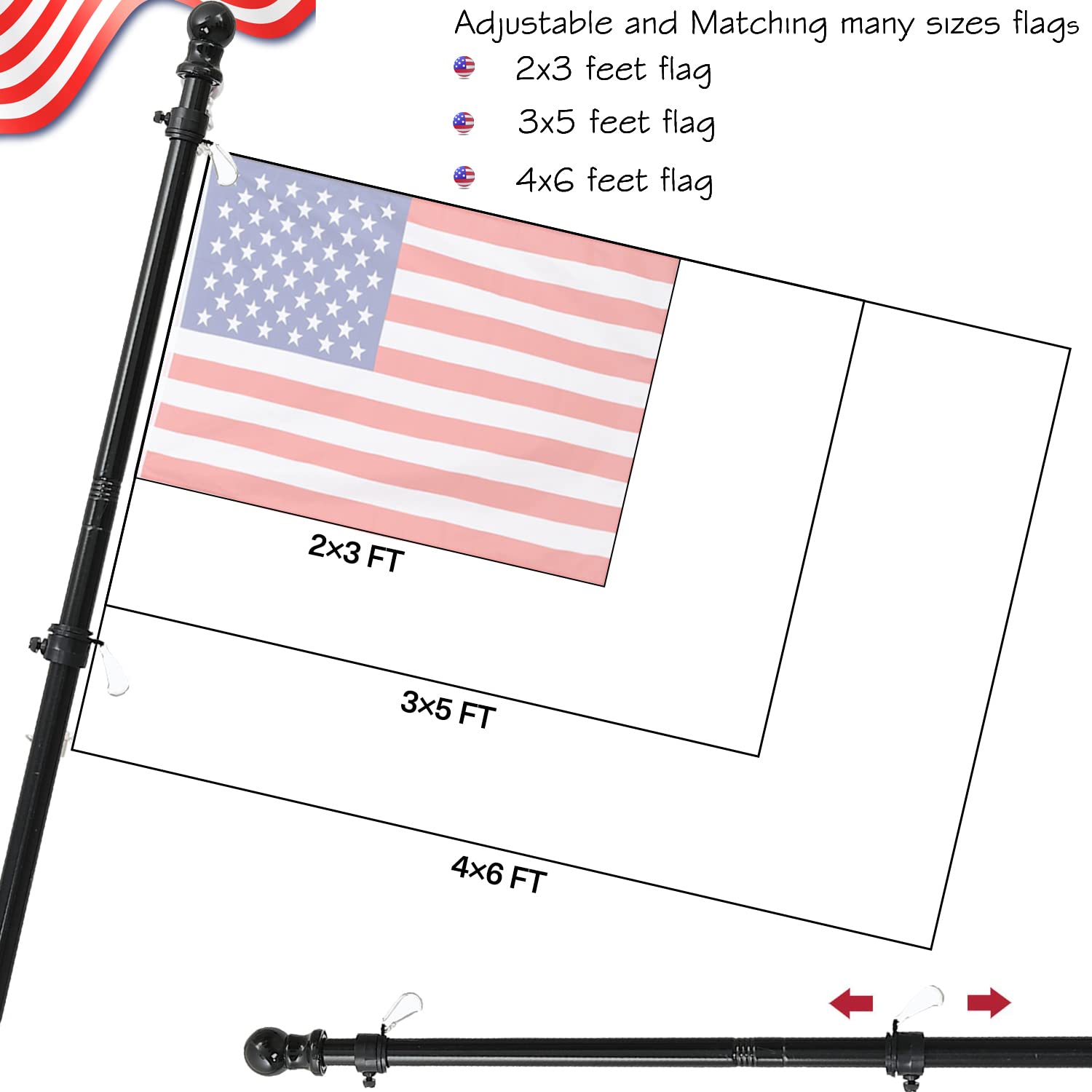 Fly Hawk flag pole versatile for yard, porch, or storefront displays.