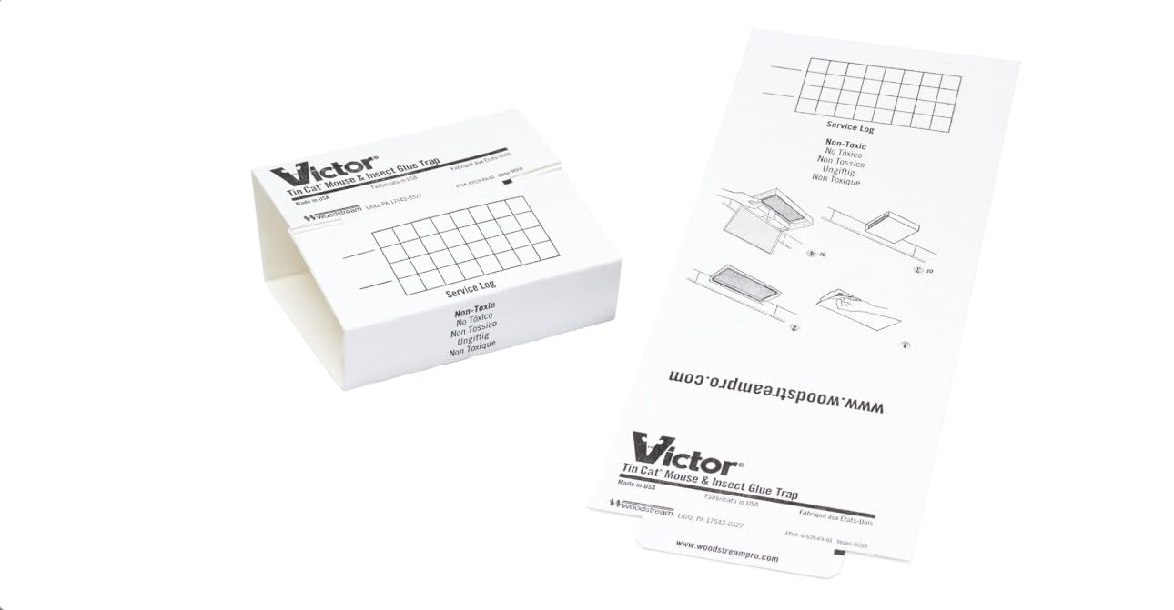 Fly Victor Tin Cat Mice Glue Board 72‑count box for rodent detection and easy disposal