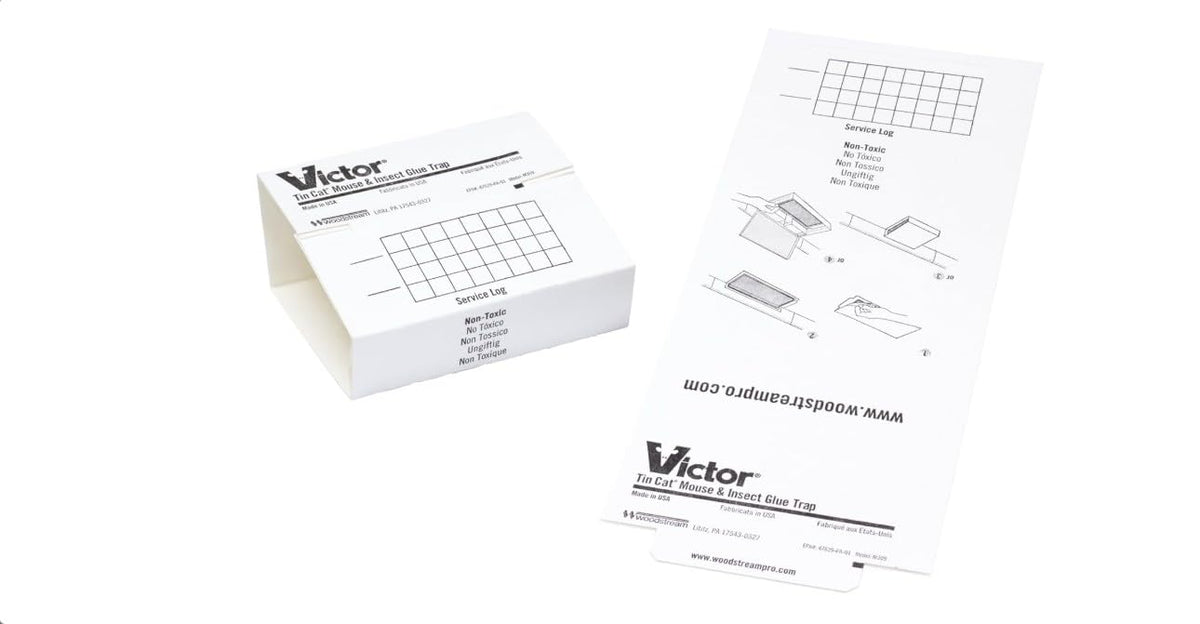Fly Victor Tin Cat Mice Glue Board 72‑count box for rodent detection and easy disposal