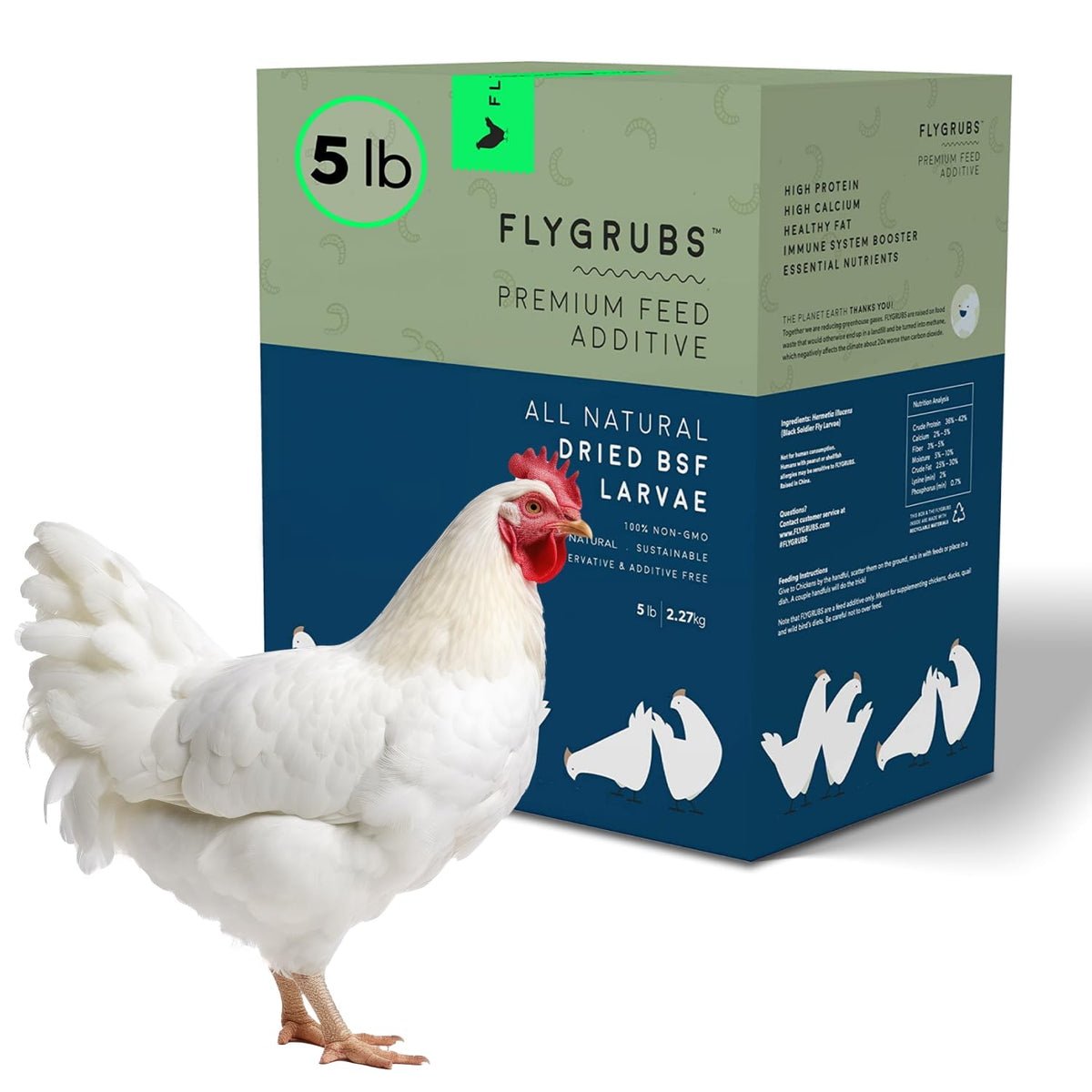 FLYGRUBS 5lb bag front shows resealable packaging for easy storage.