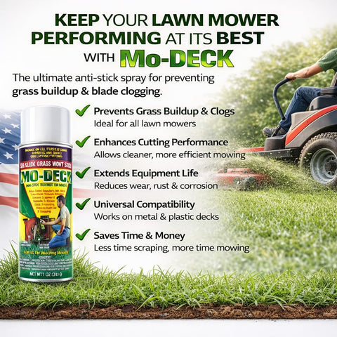 Flyleaf PRO Mo Deck Spray is compatible with push, riding, and standard mower decks.