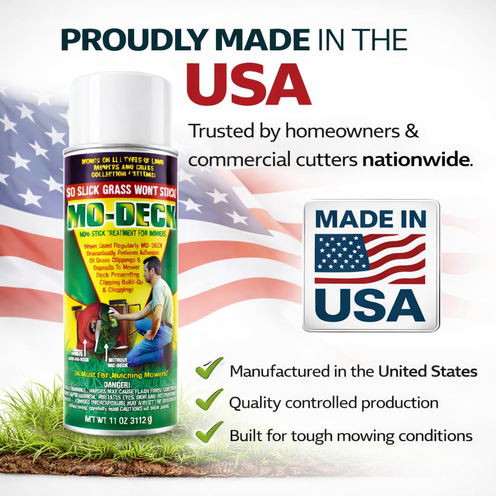 Flyleaf PRO Mo Deck Spray deters grass clippings to reduce buildup on your mower deck.