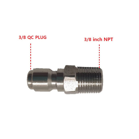 Secure stainless steel connection shown for high-pressure washer setups.