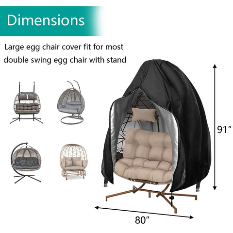 FLYMEI double egg chair cover dustproof and UV protected for outdoor use.
