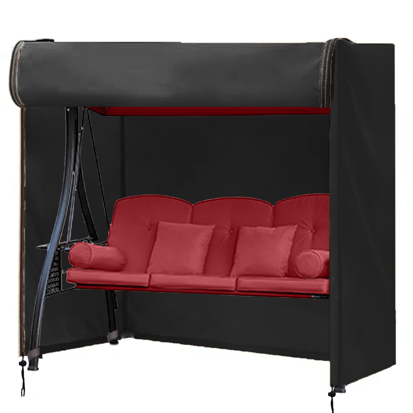 FLYMEI 3-seat outdoor swing cover front view protects against sun and rain