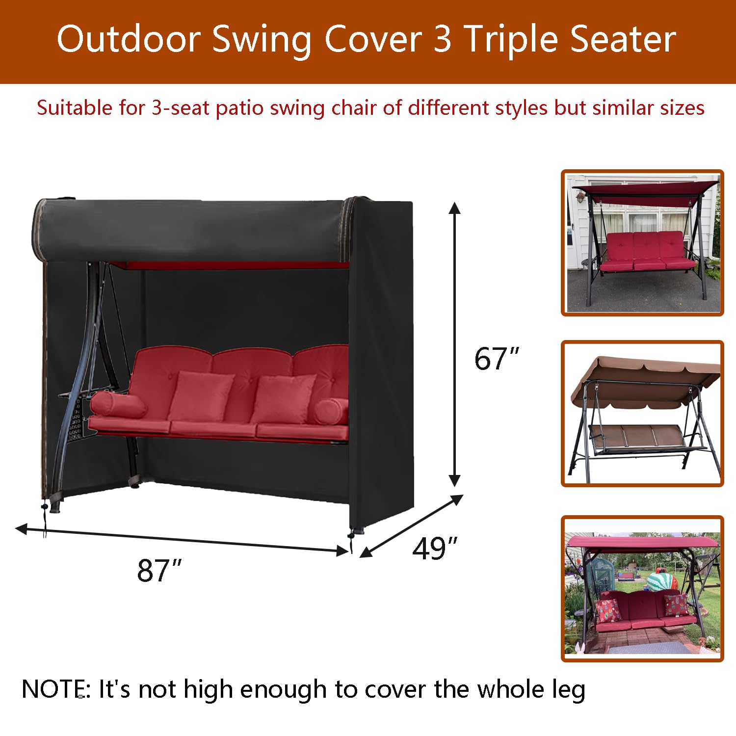 FLYMEI 3-seat cover top view reveals full coverage from elements