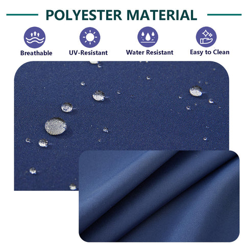 Flymei navy blue cushion covers feature a waterproof finish ideal for rain.