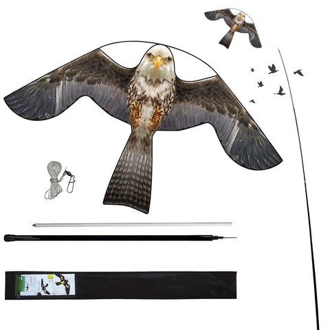 Flyonte Bird Hawk kite wings in wind for realistic bird deterrence