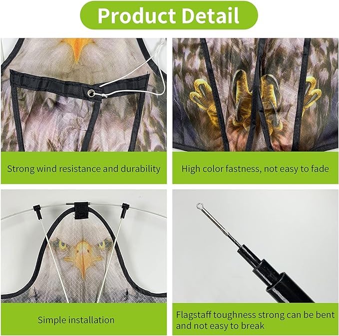 Flyonte Bird Hawk kite with patterns deters birds