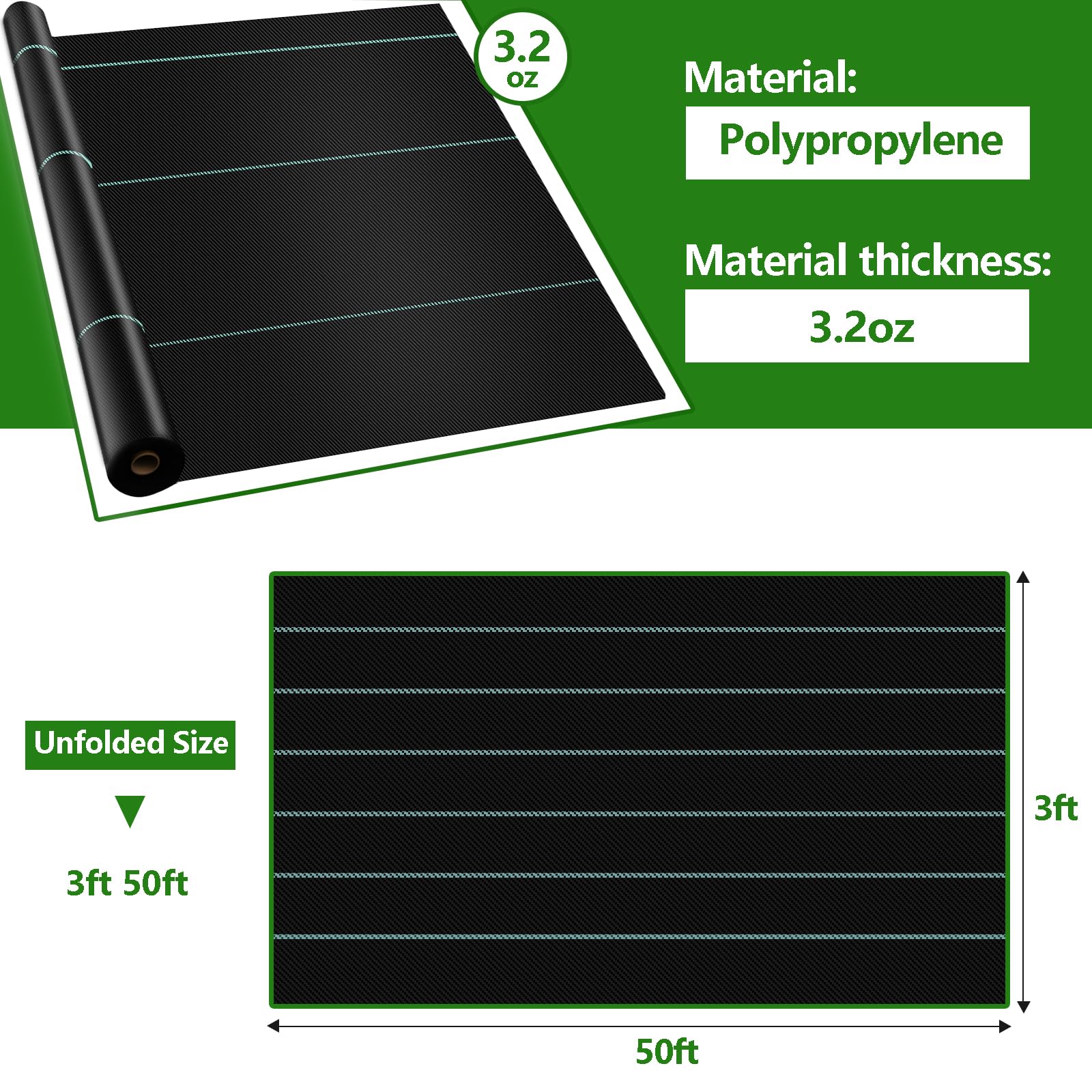 Flysogan heavy-duty landscape fabric rolled out on soil supports robust weed suppression