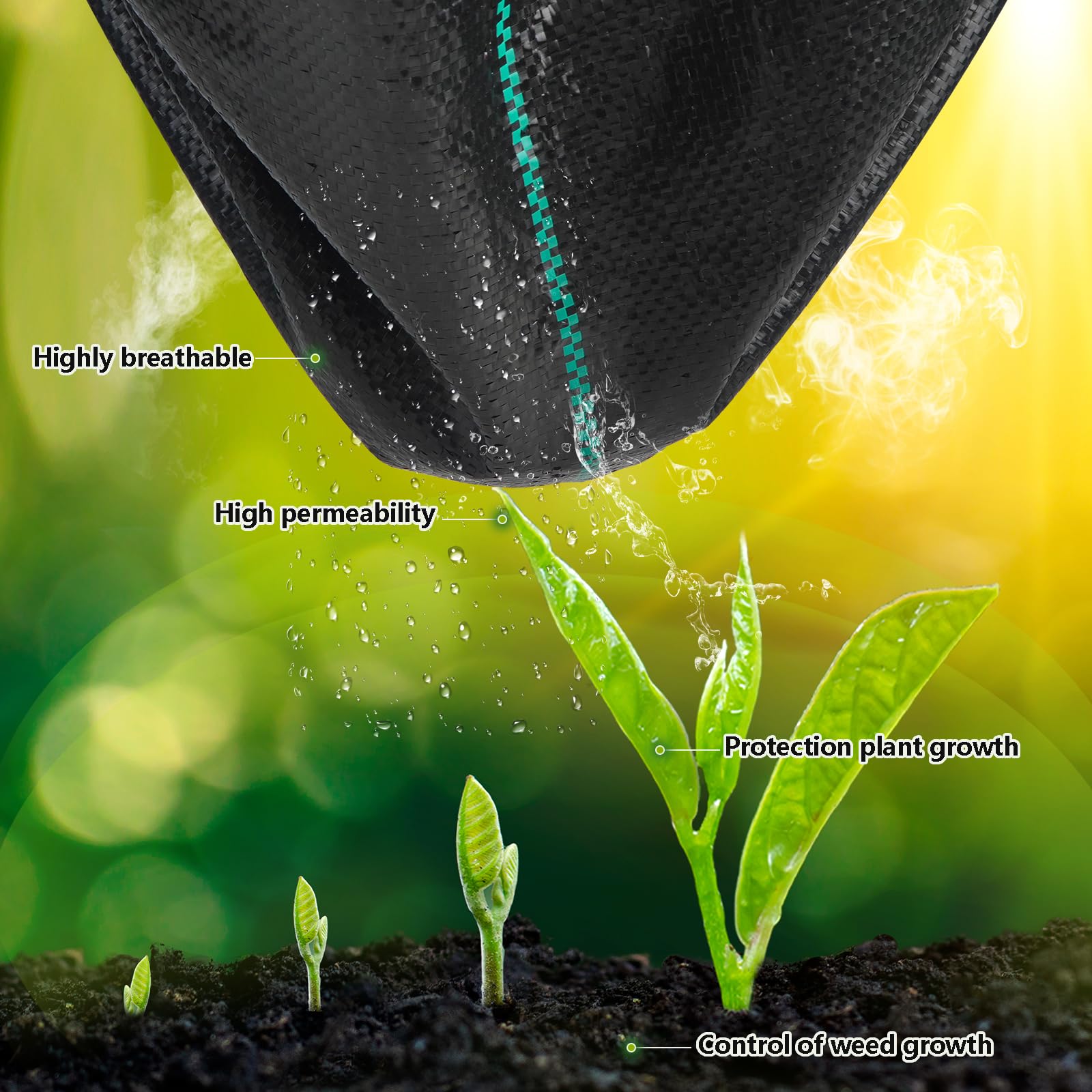 Flysogan permeable garden fabric allows air and water to reach roots for healthy growth